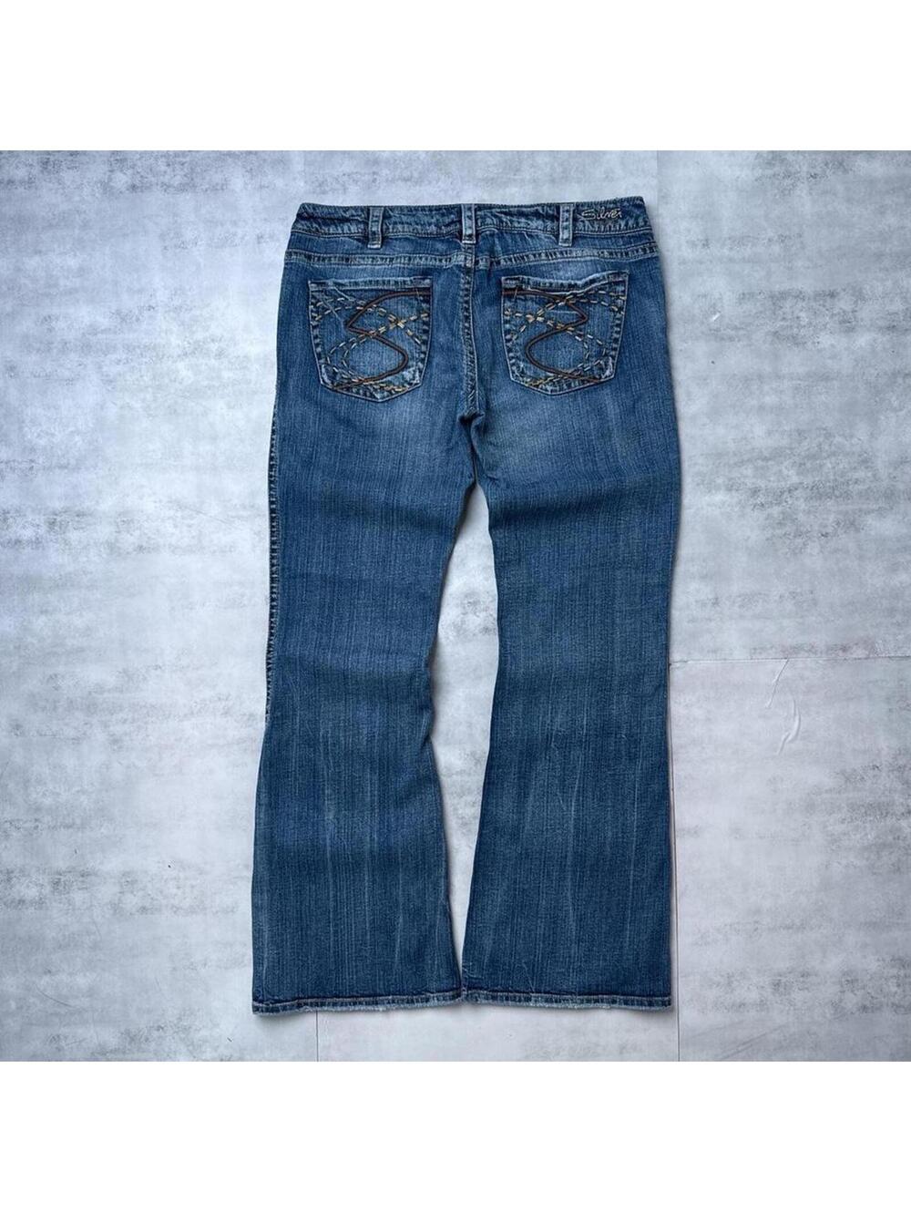 Y2K Silver Jeans 00s Flared Denim Jeans